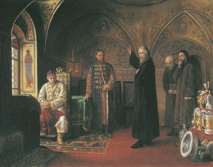 unknow artist Metropolitan Philip and Ivan the Terrible Norge oil painting art